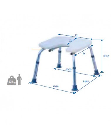 Banqueta de Aluminio con Asiento en U 2